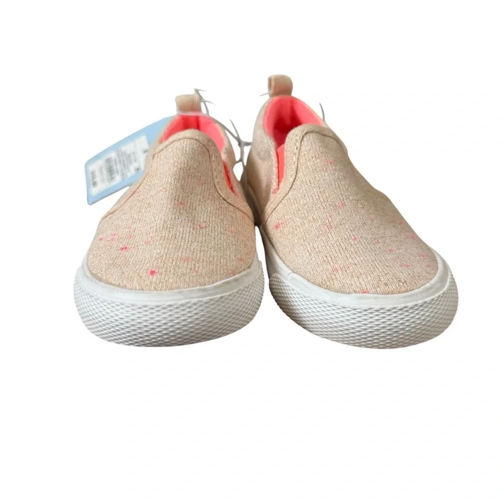 Cat & Jack Toddler Girls Size 6 Pink Gold Knit Slip On Sneakers Shoe Elastic